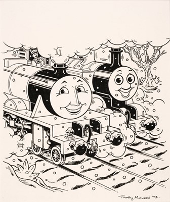 Lot 678 - Marwood (Timothy, 1954-2008). Five drawings of Thomas the Tank Engine and friends