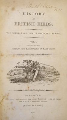 Lot 59 - Bewick (Thomas). History of British Birds (Land & Water Birds), 2 vols., 1st ed., 1797-1804