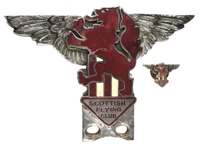 Lot 118 - Scottish Flying Club. A fine large & rare pre-war member’s car mascot & lapel badge, c.1930s