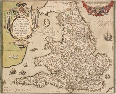 Lot 104 - England & Wales. Ortelius (Abraham & Lhuyd Humphrey), Angliae Regni..., 1573 - 84