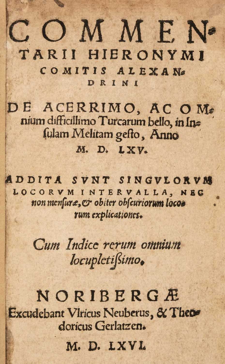 Lot 272 - Conti (Natale). Commentarii Hieronymi Comitis Alexandrini, Nuremberg: U. Neuber und D. Gerlach, 1566