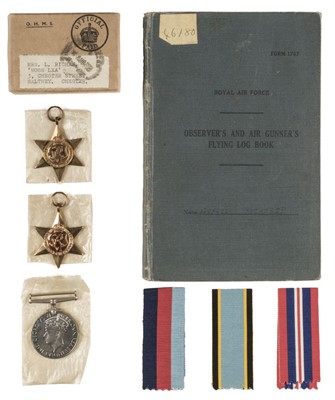 Lot 240 - 617 Squadron. WWII Medals to 617 Squadron casualty, the logbook signed by Guy Gibson