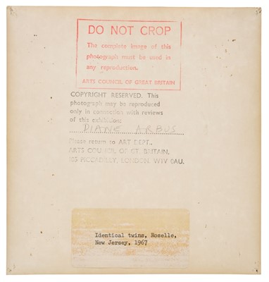 Lot 471 - Arbus (Diane, 1923-1971). Identical twins, Roselle, New Jersey, 1967