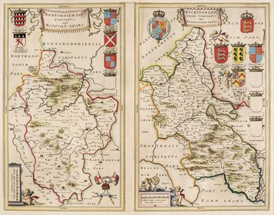 Lot 91 - Buckinghamshire & Bedfordshire. Blaeu (Johannes),  Two maps on one sheet, circa 1645