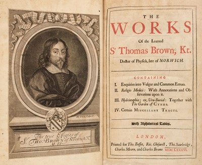 Lot 351 - Browne (Thomas). The Works, 1st collected edition, Tho. Basset et al., 1686