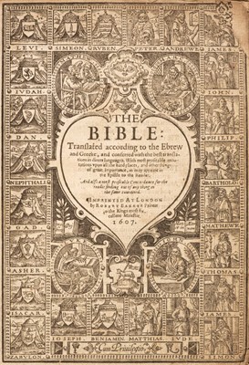 Lot 251 - Bible [English]. The Bible: Translated according to the Ebrew and Greeke, 1607