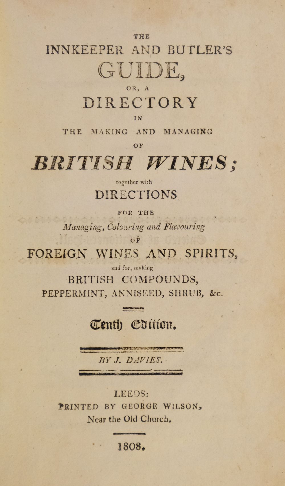 Lot 354 - Davies (John). The Innkeeper and Butler’s