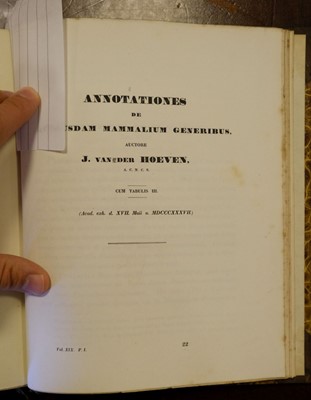 Lot 363 - Hoeven (Jan van der). A collection of 19 of Hoeven's works bound in two volumes, 1820/1867
