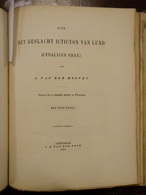 Lot 363 - Hoeven (Jan van der). A collection of 19 of Hoeven's works bound in two volumes, 1820/1867