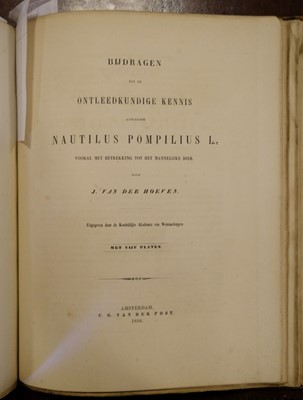 Lot 363 - Hoeven (Jan van der). A collection of 19 of Hoeven's works bound in two volumes, 1820/1867