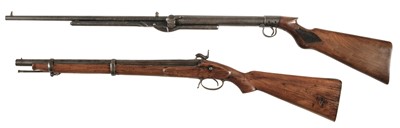Lot 188 - Air Rifle. An early 20th-century underlever air rifle and percussion carbine