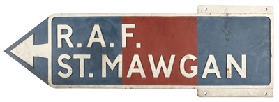Lot 105 - RAF Directional Sign. RAF Station St. Mawgan sign, circa 1950