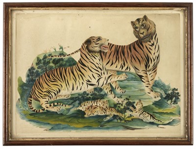 Lot 10 - Indian School. Tigers, circa 1840, watercolour
