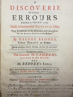 Lot 304 - Brooke (Ralph). A Discoverie of Certaine Errours, 1724