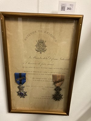 Lot 282 - French and Belgian Medals. WWI framed groups