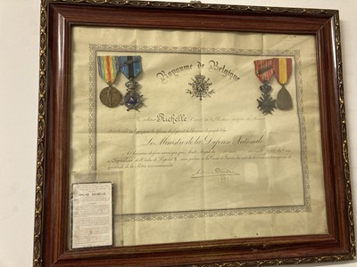 Lot 282 - French and Belgian Medals. WWI framed groups