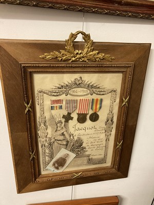 Lot 282 - French and Belgian Medals. WWI framed groups