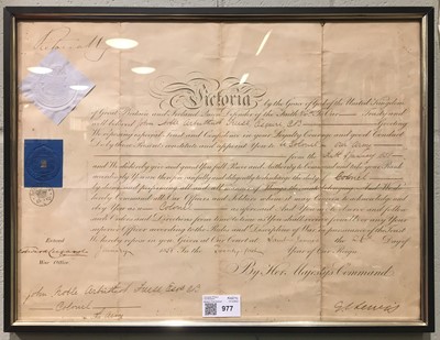 Lot 977 - Victoria (Queen of Great Britain & Ireland, 1819-1901). Document signed, St James's, 26 January 1858