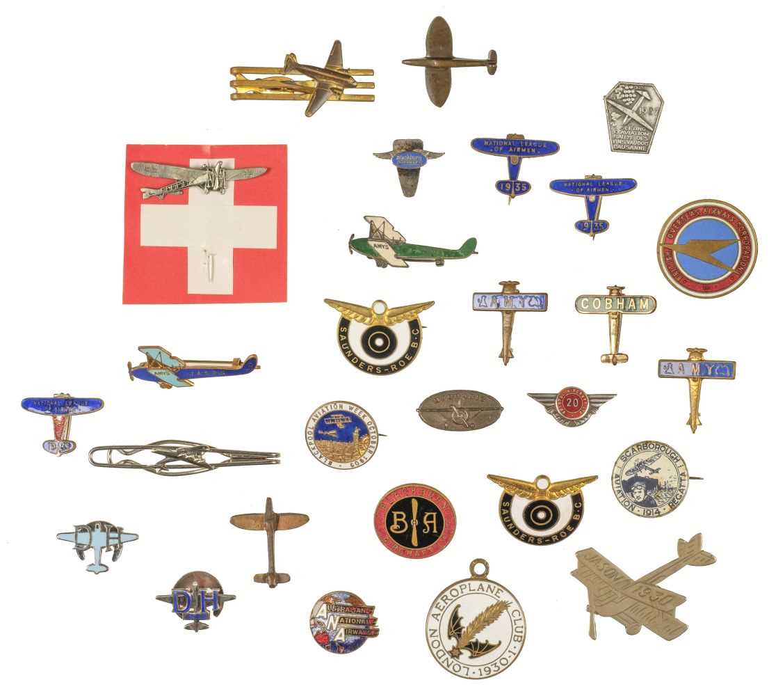 Lot 9 - Aviation Badges. Scarborough Aviation Regatta 1914, Amy Johnson and others