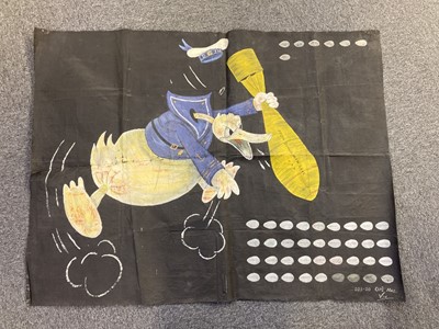 Lot 92 - Nose Art. WWII Donald Duck aircraft fabric - Pilot Officer Vivian Parry DFC