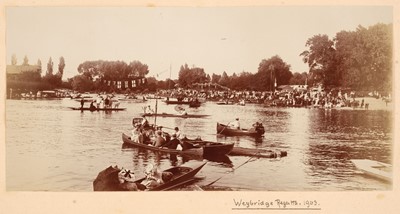 Lot 570 - River Thames. A photograph album containing 28 photographs of Thames River views, c. 1903