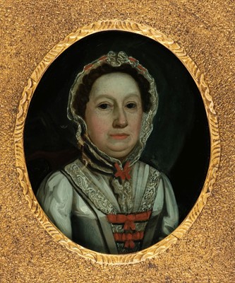 Lot 170 - Glass Painting. Female portrait, circa 1760