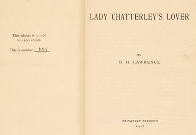 Lot 833 - Lawrence (D.H.) Lady Chatterley's Lover, 1928