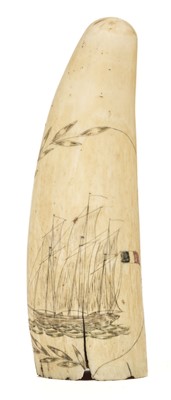 Lot 345 - Sailor Art.  An early 19th century scrimshaw whale's tooth