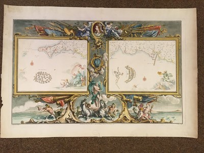 Lot 127 - Pine (John). Three sea charts, and one engraving of the Armada, 1739
