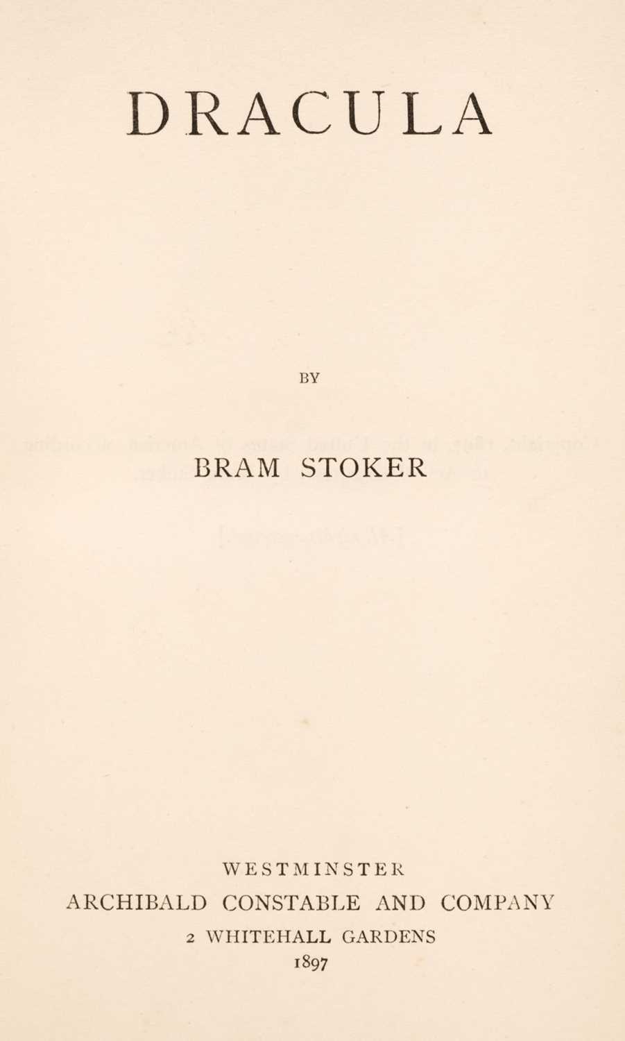 Lot 882 - Stoker (bram). Dracula, 1st Edition, 1897