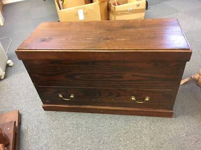 Lot 331 - Tool chest. A stained pine tool chest with lower drawer, late 19th/early 20th century