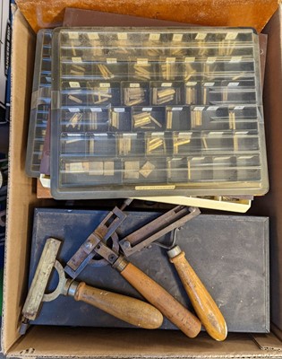 Lot 314 - Type cabinets. Two type cabinet with brass type