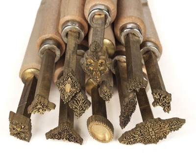Lot 304 - Decorative finishing tools. 12 brass decorative finishing tools