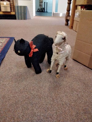 Lot 519 - Toy animals on wheels. Pedigree Soft Toys push along terrier dog, late 1950s-early 1960s, & others