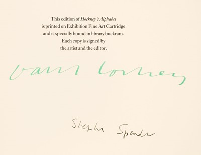 Lot 819 - Hockney (David). Hockney's Alphabet, signed limited edition, London: Faber & Faber, 1991