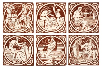 Lot 517 - Smith (James Moyr). Six 'trades' tiles by Minton, circa 1875