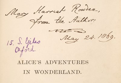 Lot 504 - Dodgson (Charles Lutwidge, "Lewis Carroll"0. Alice's Adventures in Wonderland, 1868