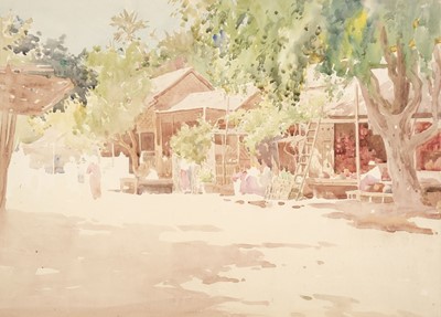 Lot 283 - Talbot Kelly (Robert George, 1861-1934). A village scene in (probably) Burma
