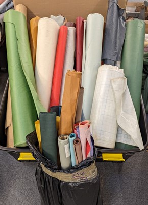 Lot 338 - Bookcloth. A selection of approximately 20 rolls of bookcloth & buckrams etc.