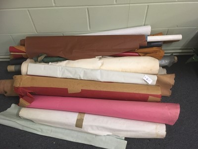 Lot 337 - Bookcloth. A selection of 18 rolls of bookcloth & buckrams etc.