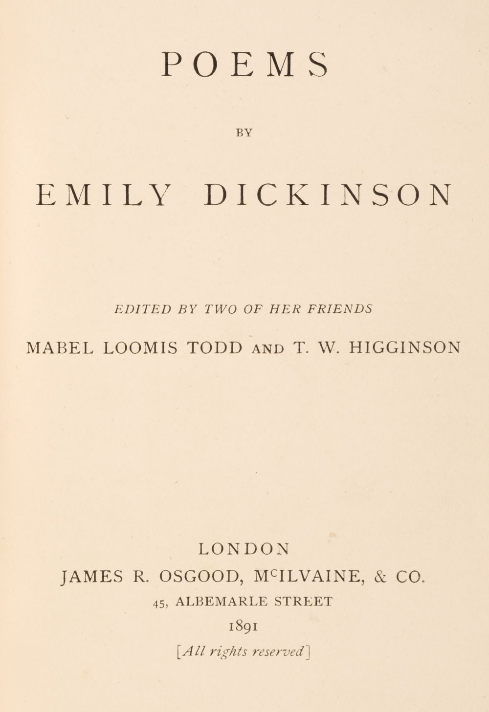 Lot 766 - Dickinson (Emily). Poems, 1st UK edition,