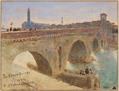 Lot 152 - Goodwin (Albert, 1845-1932). The Roman Bridge, Verona & St Anastatius, 1891