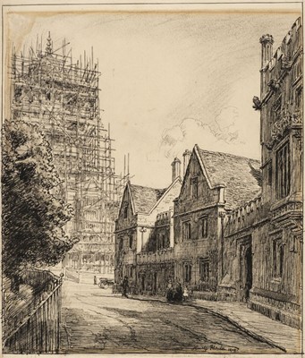 Lot 111 - Fletcher (Hanslip, 1874-1955). Street scene with church in scaffolding, 1909, & 54 others