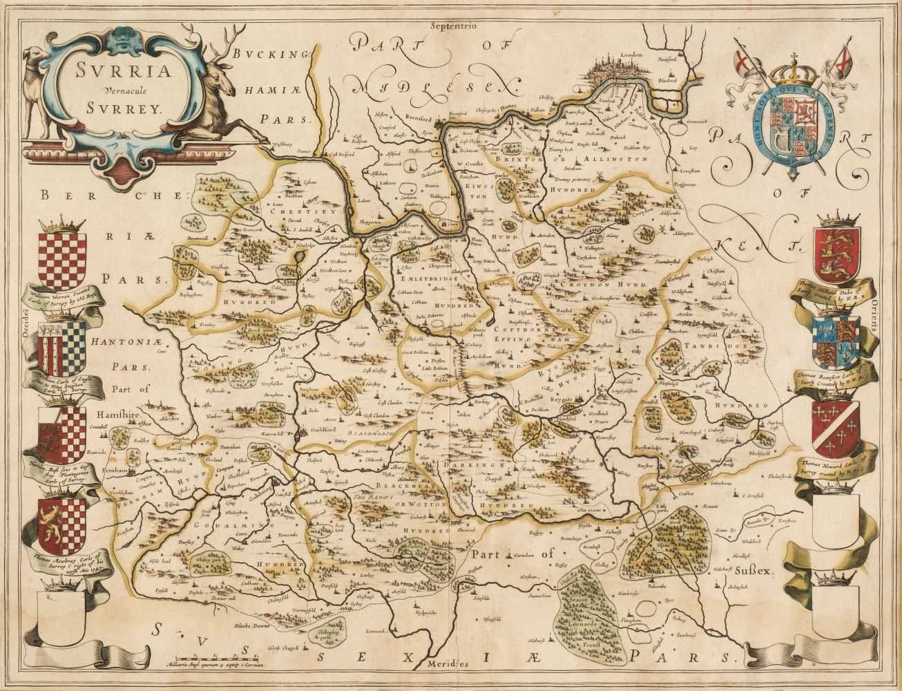 Lot 138 - Surrey. Blaeu (Johannes), Surria vernacule Surrey, Amsterdam, circa 1650