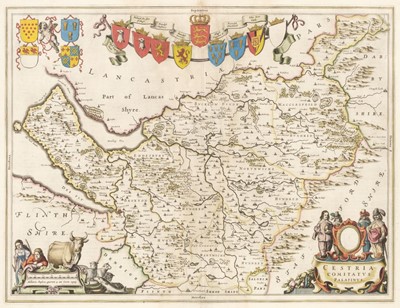 Lot 87 - Cheshire. Blaeu (Johannes), Cestria Comitatus Palatinus, Amsterdam, circa 1648