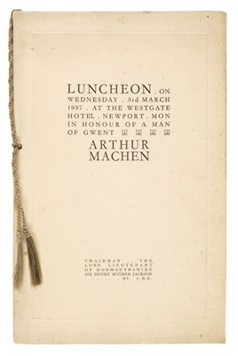 Lot 849 - Machen (Arthur). Luncheon menu, 3rd March 1937
