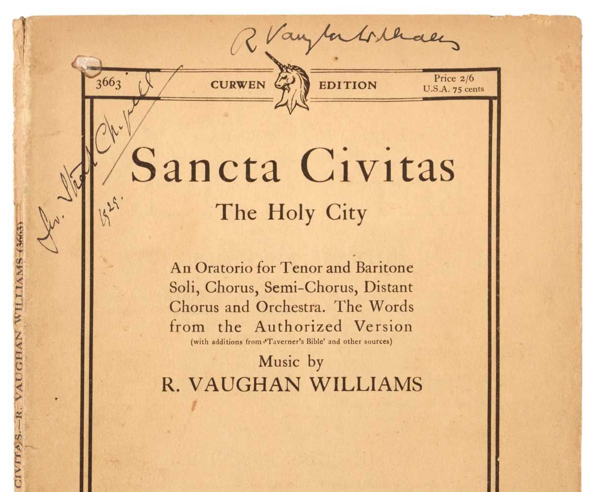 Lot 975 - Vaughan Williams (Ralph, 1872-1958). Vocal score of Sancta Civitas, circa 1929