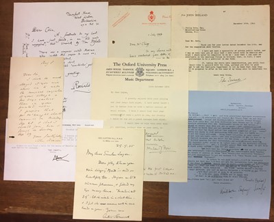 Lot 912 - British Composers. A good series of 11 Autograph and 5 Typed Letters Signed, 20th century