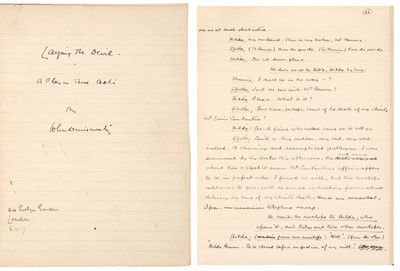 Lot 922 - Drinkwater (John, 1882-1937). Autograph Manuscript Signed of play Laying the Devil
