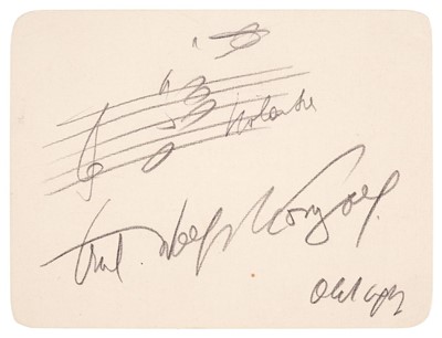 Lot 945 - Korngold (Erich Wolfgang, 1897-1957). Fine Autograph Musical Quotation Signed in pencil